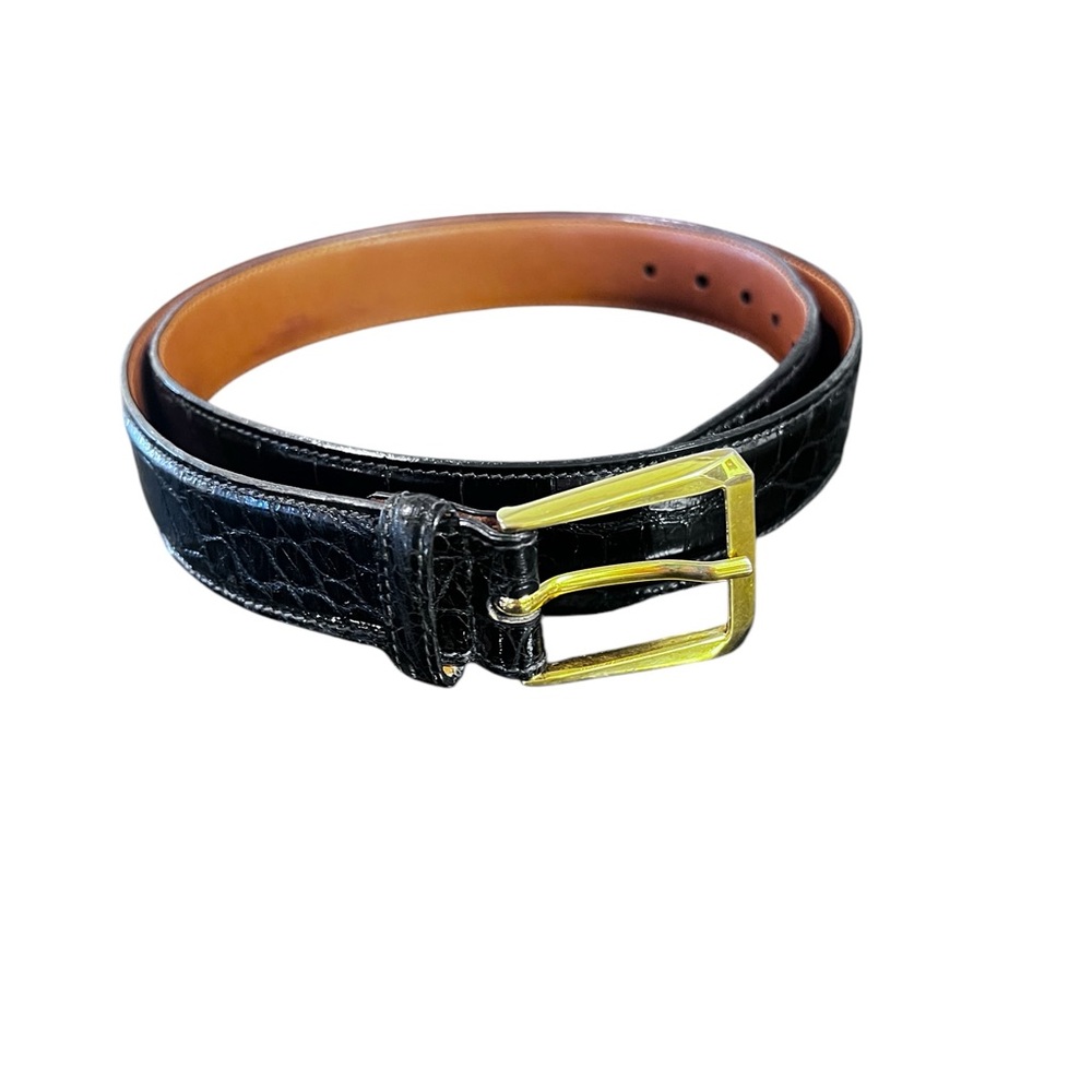 Trafalgar Black Alligator Belt with Gold Buckle in great condition